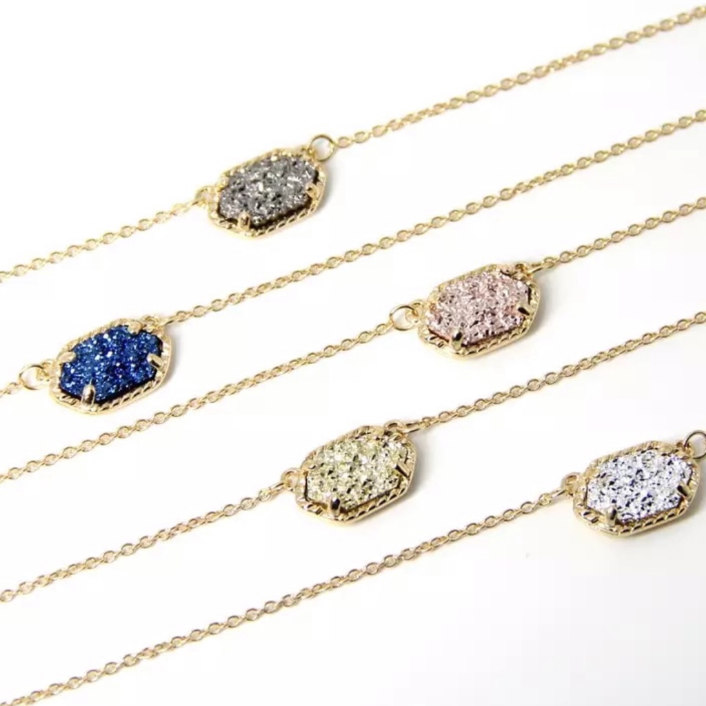 Last One!! Dark Purple Gold Oval Pendant Necklace